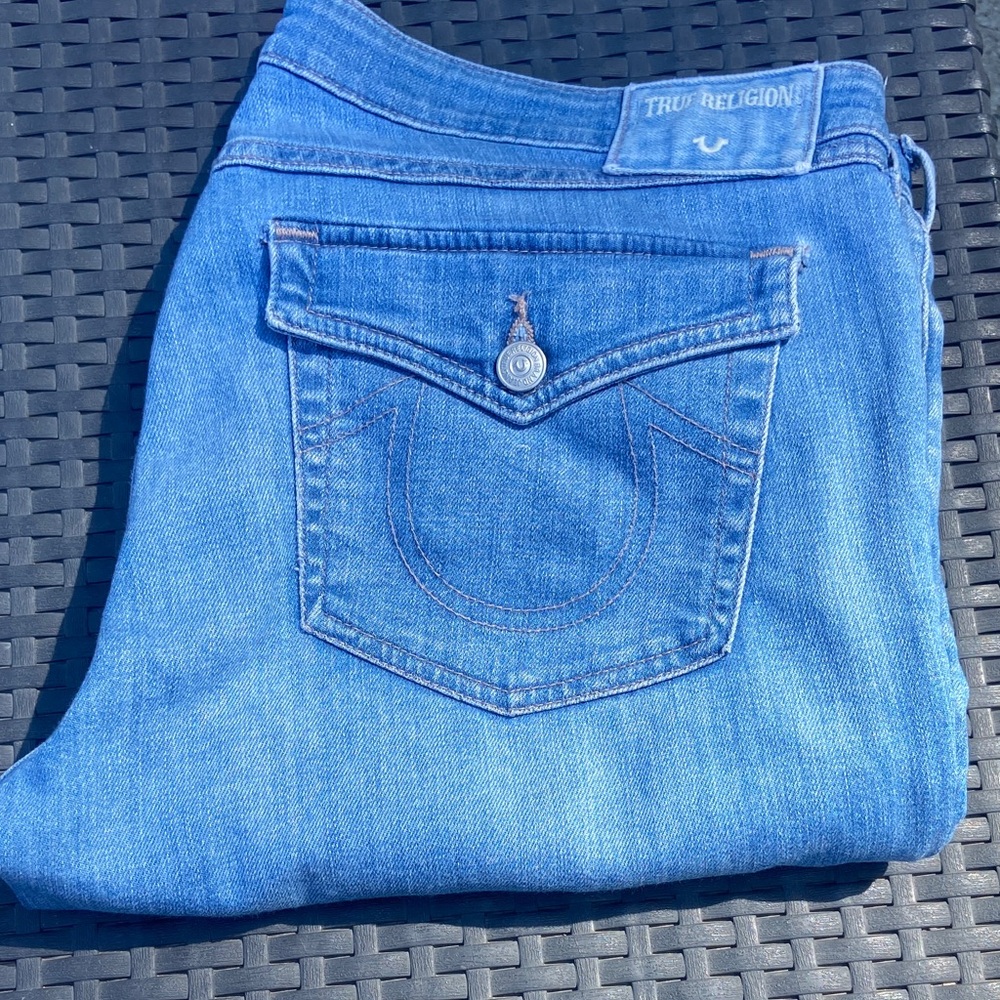 True Religion women’s Casey Super skinny flap jeans cropped length size 33 waist